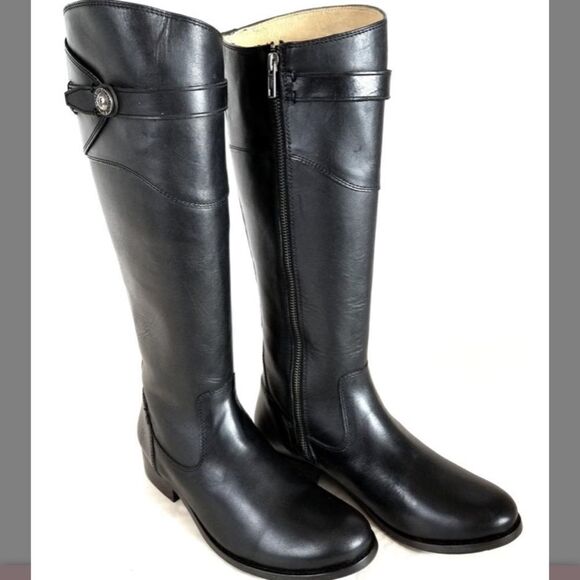 Black Leather Knee-High Boots - Picture 2 of 4